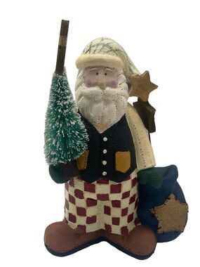 Vintage Christmas Santa Resin Figurine Holding Tree Star BaAlma Lynne